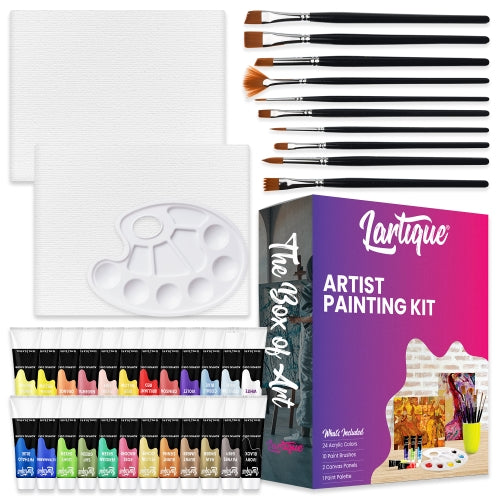 Lartique Canvases for Painting – 43 Piece Painting Canvas, Painting  Supplies, Paint Kit – Painting Kit Includes Canvas Boards for Painting -  Works with Acrylic, Oil, Pastel and Watercolor Paint