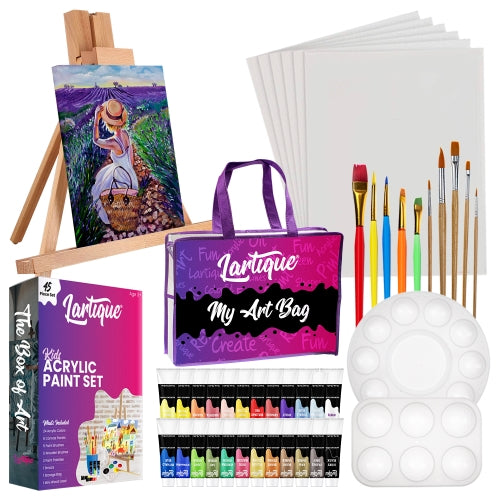 Acrylic Paint Set,64Pcs Painting Supplies with Wooden Easel,Paint