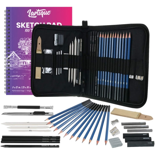 33 Pcs Sketching Set With Clipboard and Sketch Pad ,wooden Box Sketch Art  Supplies, Artist Quality Sketch Pencil Set Graphite Pencils Set 